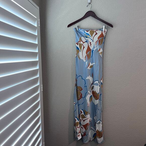 Reformation Joana Silk Dress Hyperion Print Strapless Floral Midi 0 Tropical - Picture 5 of 10